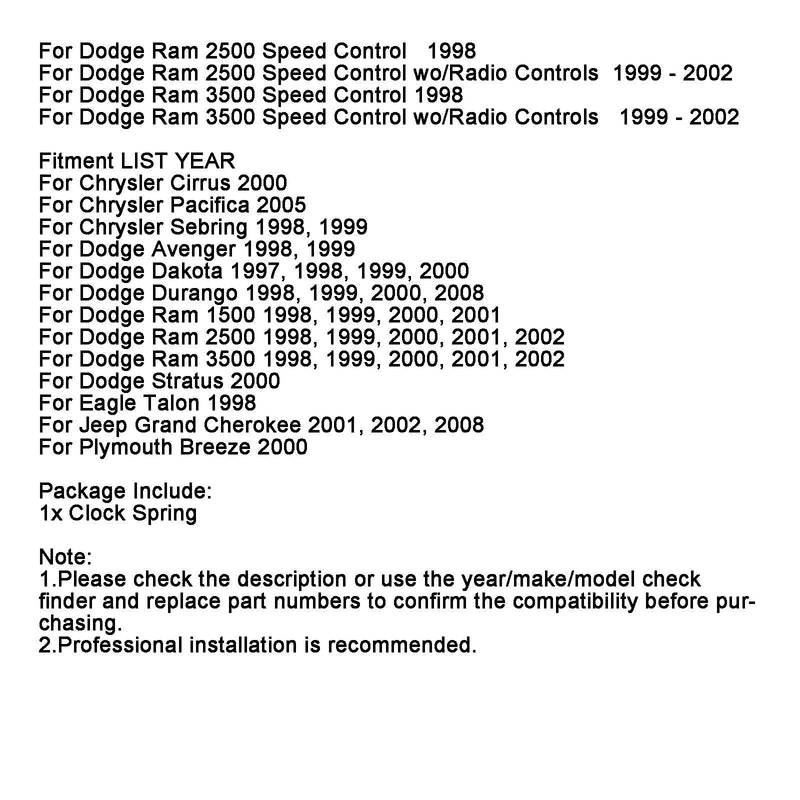 Dodge Ram 1500 2500 3500 1998-2001 Clock Spring 56020038AB