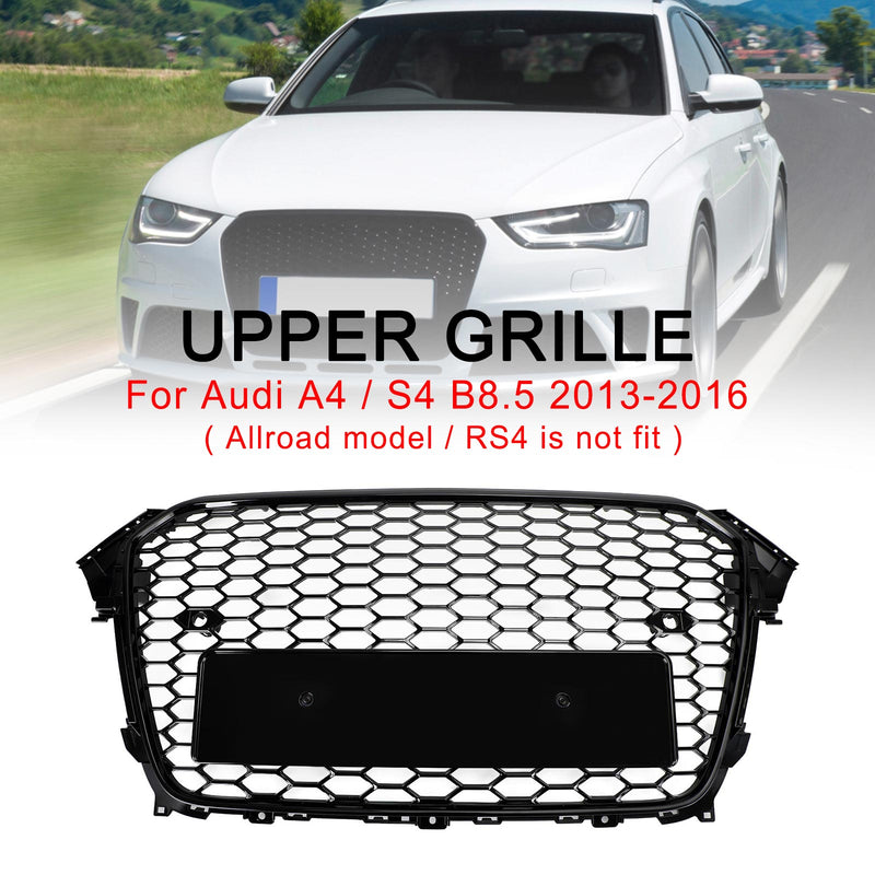 2013-2016 Audi A4 S4 Gloss Black RS4 Style Mesh Front Bumper Grille Grill