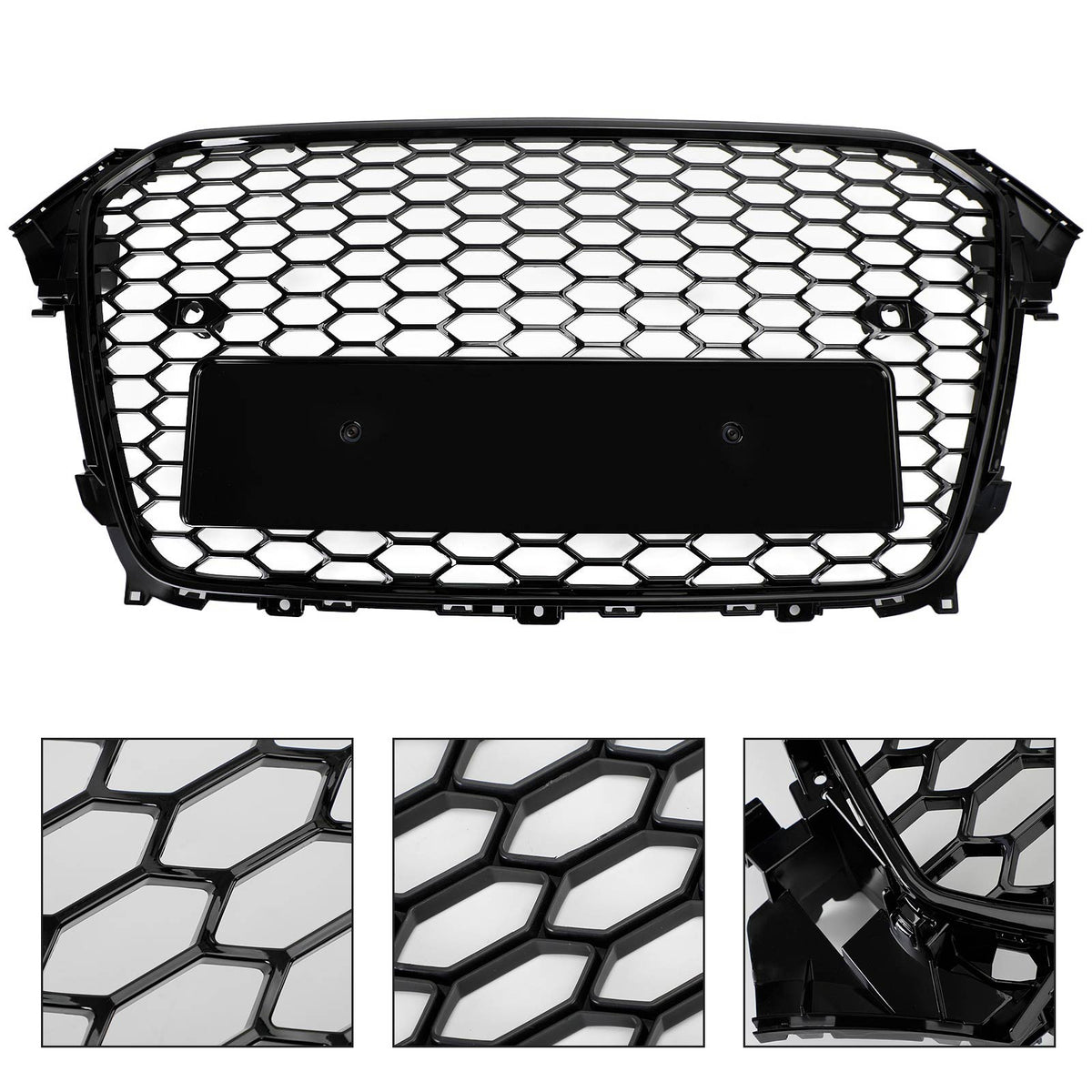 2013-2016 Audi A4 S4 Gloss Black RS4 Style Mesh Front Bumper Grille Grill