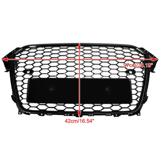 2013-2016 Audi A4 S4 Gloss Black RS4 Style Mesh Front Bumper Grille Grill
