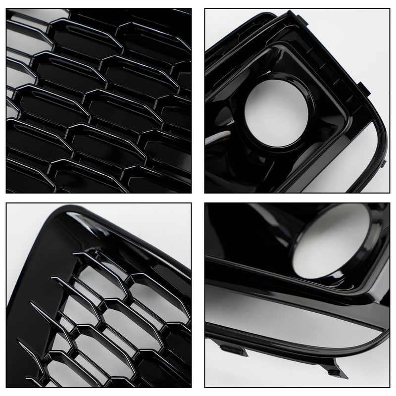 2018-2020 Audi Q5 SQ5 To RSQ5 Black Front Honeycomb Fog Lamp Grilles Cover