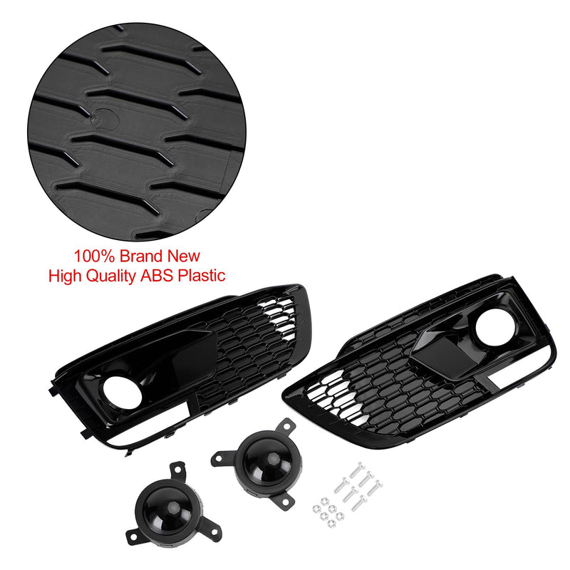 2018-2020 Audi Q5 SQ5 To RSQ5 Black Front Honeycomb Fog Lamp Grilles Cover