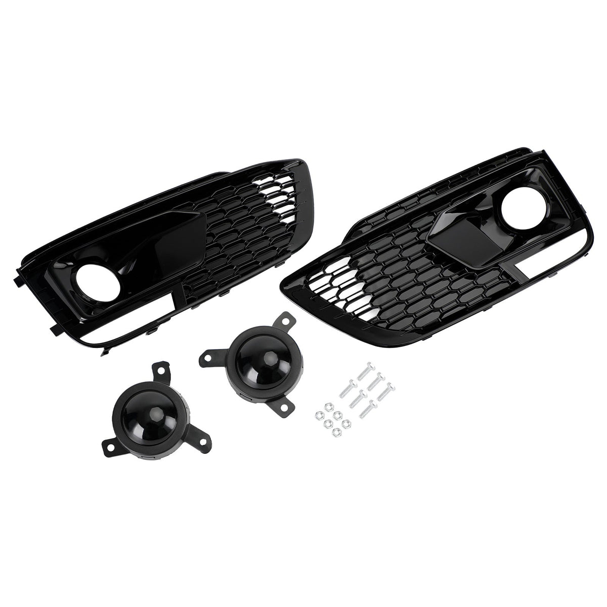 Audi Q5 SQ5 2018-2020 RSQ5 Black Front Honeycomb Fog Lamp Grilles Cover