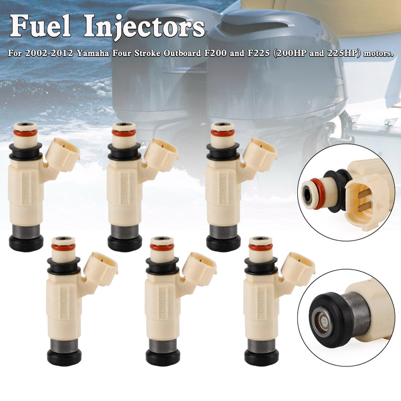 Yamaha Outboard F200 F225 6PCS CDH-240 Fuel Injectors 69J-13761-00-00
