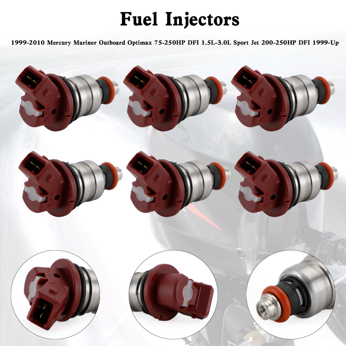Mercury Outboard Mariner 804528 6PCS 75-90-115-200-225 Fuel Injectors 37001
