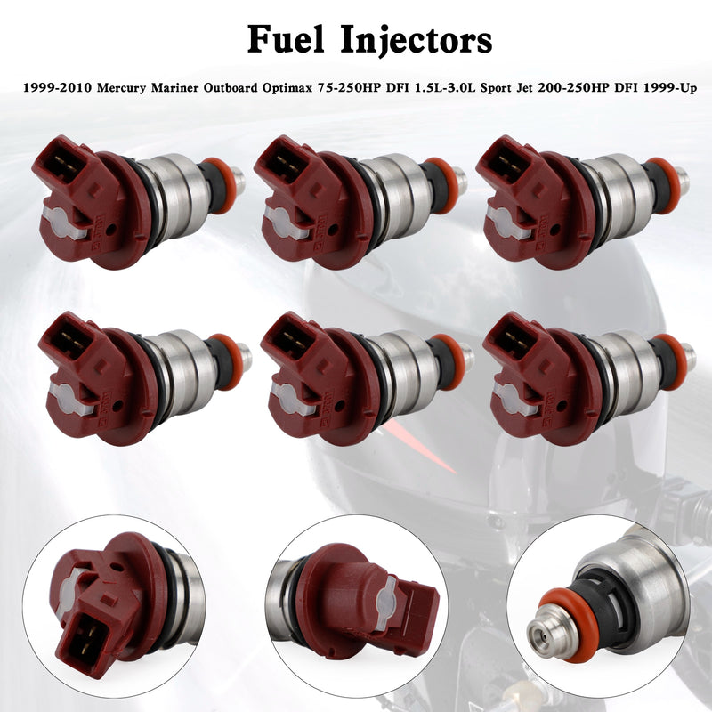 Mercury Outboard Mariner 804528 6PCS 75-90-115-200-225 Fuel Injectors 37001