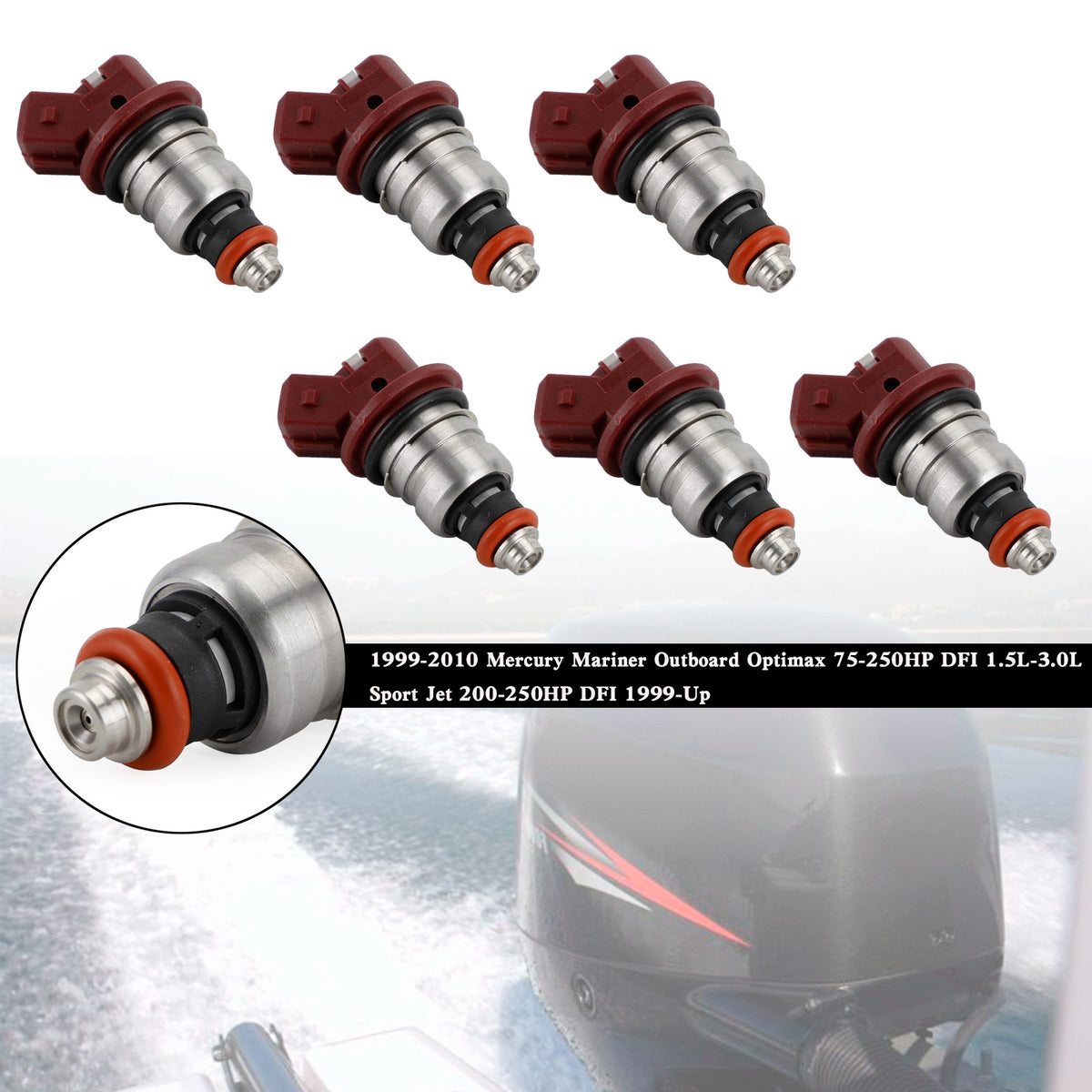 Mercury Outboard Mariner 804528 6PCS 75-90-115-200-225 Fuel Injectors 37001