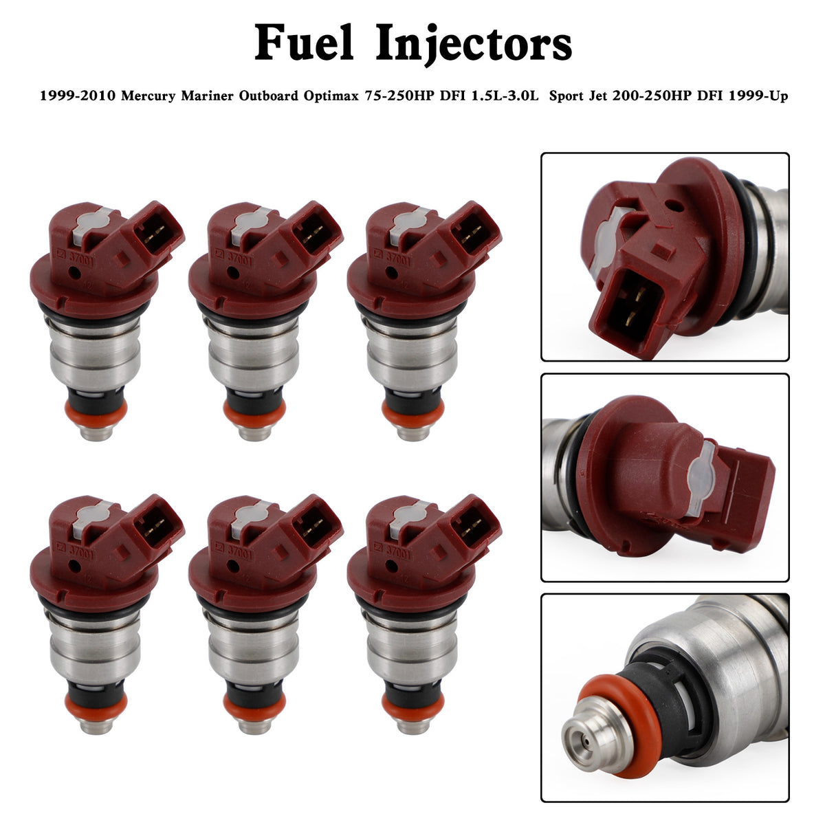 Mercury Outboard Mariner 804528 6PCS 75-90-115-200-225 Fuel Injectors 37001