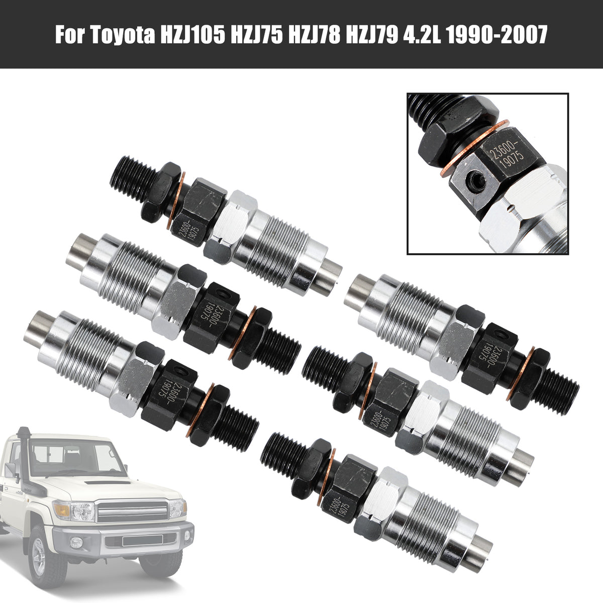 Toyota HZJ105 HZJ75 HZJ78 HZJ79 1990-2007 6PCS Fuel Injectors 23600-19075