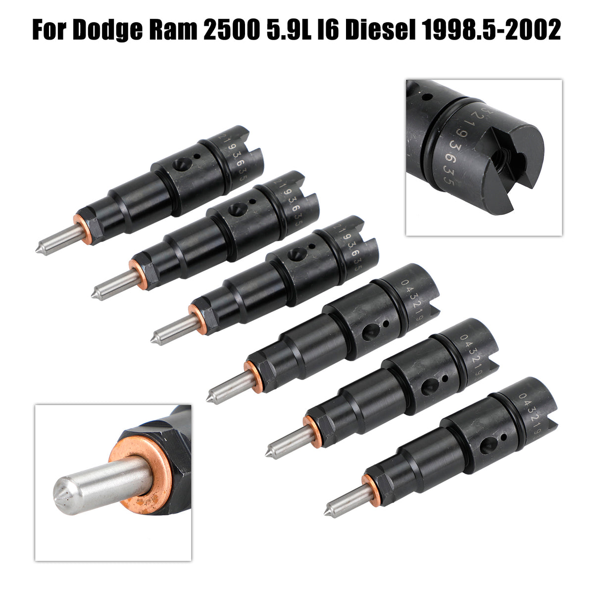 Dodge Cummins 5.9L 1998-2002 2040-2050 HP 6PCS Fuel Injectors 0432193635 RV275