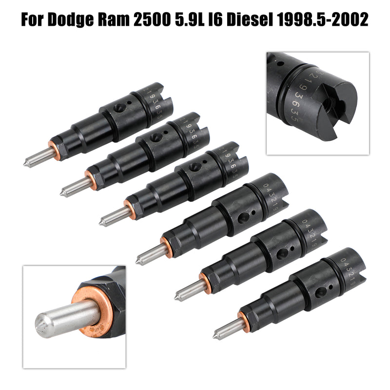 Dodge Cummins 5.9L 1998-2002 2040-2050 HP 6PCS Fuel Injectors 0432193635 RV275