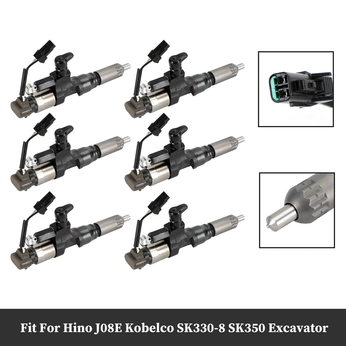 Hino J08E Kobelco 1984-2018 3.8 4.7 Diesel 6PCS Fuel Injectors 095000-6593