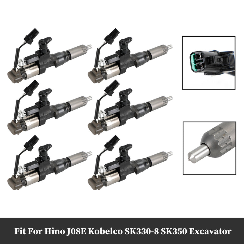 Hino J08E Kobelco 1984-2018 3.8 4.7 Diesel 6PCS Fuel Injectors 095000-6593