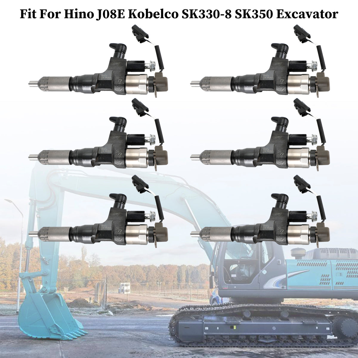 Hino J08E Kobelco 1984-2018 3.8 4.7 Diesel 6PCS Fuel Injectors 095000-6593