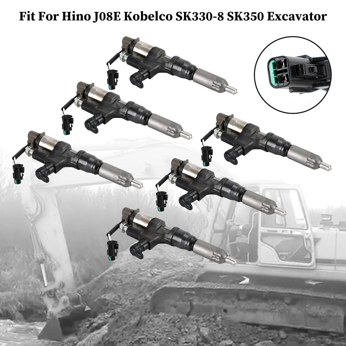 Hino J08E Kobelco 1984-2018 3.8 4.7 Diesel 6PCS Fuel Injectors 095000-6593