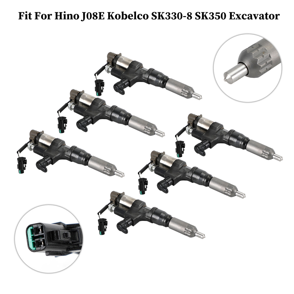 Hino J08E Kobelco 1984-2018 3.8 4.7 Diesel 6PCS Fuel Injectors 095000-6593