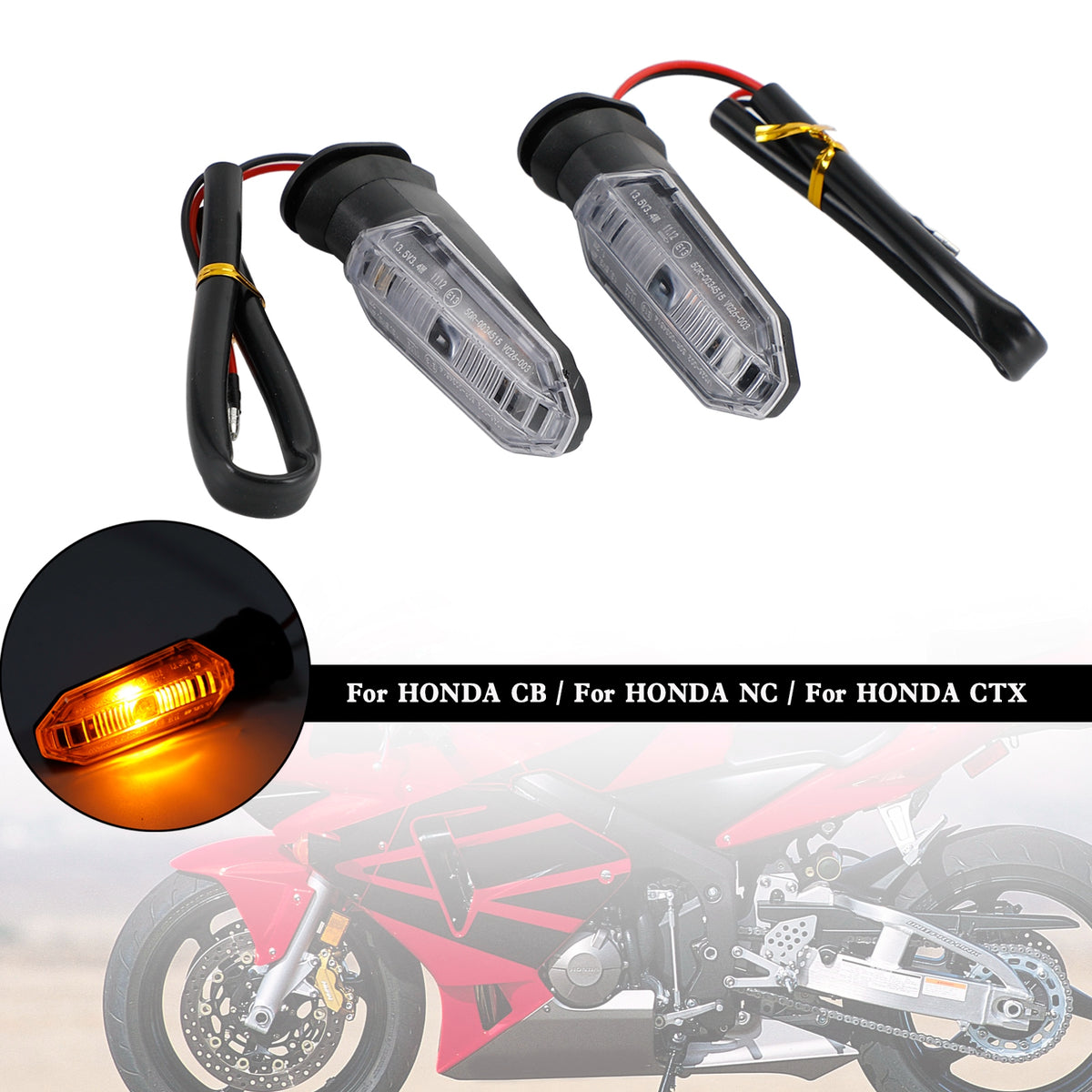 HONDA CRF250 CB500 CB650F CTX700 Clear LED Turn Signal Lights Indicator Lamps