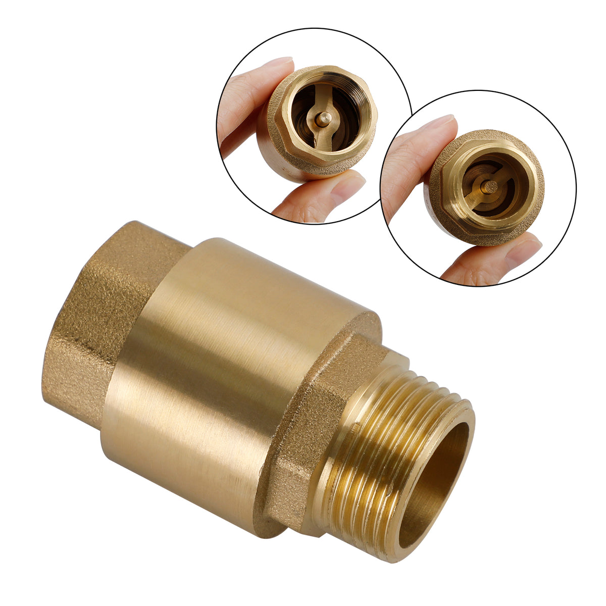 Brass Check Valve G3/4" M To F Thread Non-Return Backflow Prevention