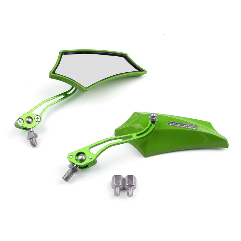 Motocycle Chopper Cruiser Street Dirt Bike Rear View Mirrors 8mm 10mm Green