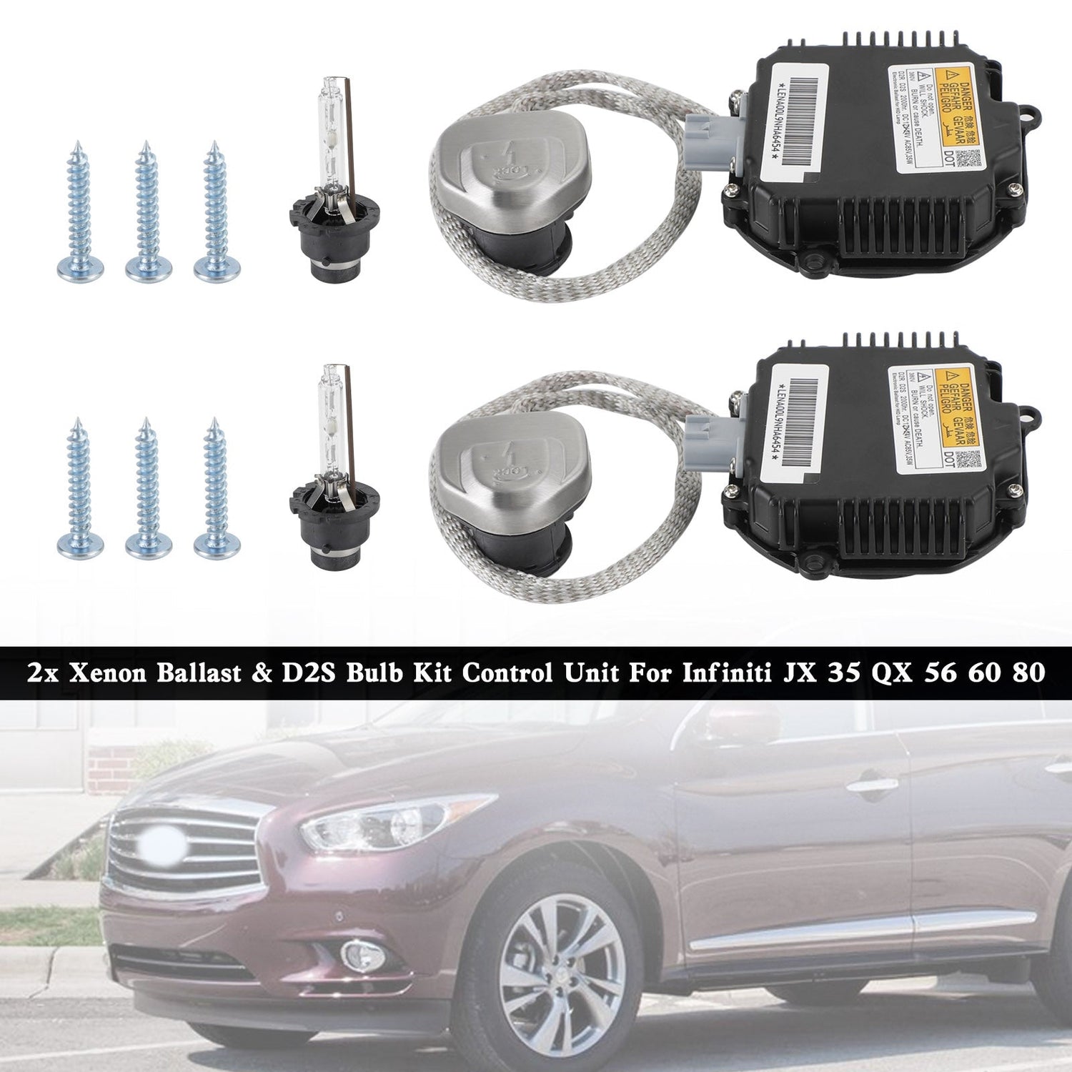 Infiniti JX 35 QX 56 60 80 2x Xenon Ballast & D2S Bulb Kit Control Unit