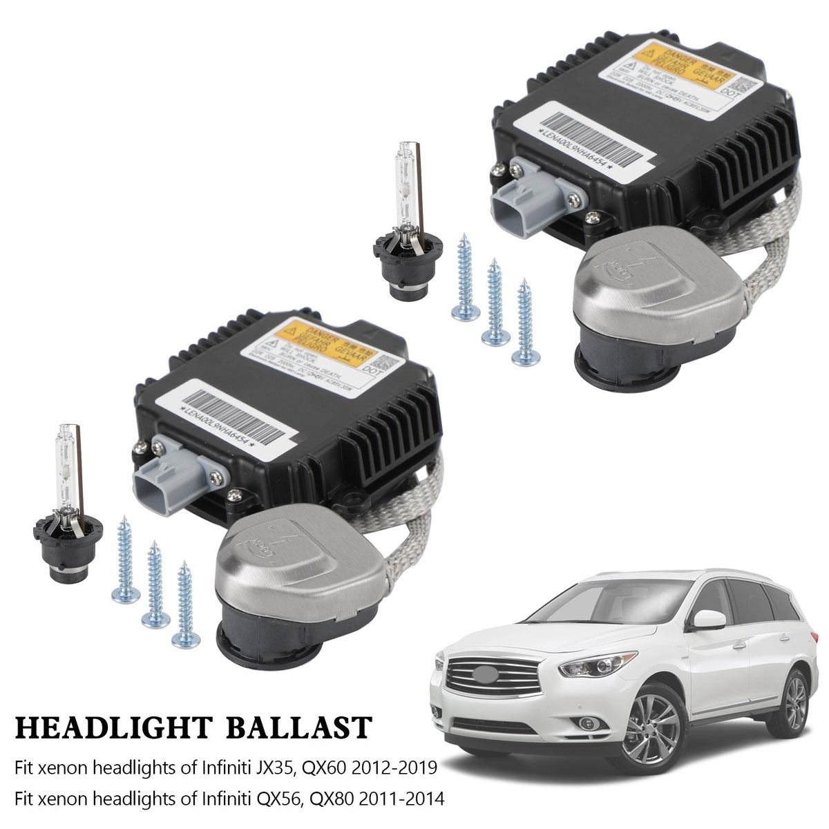 Infiniti JX 35 QX 56 60 80 2x Xenon Ballast & D2S Bulb Kit Control Unit