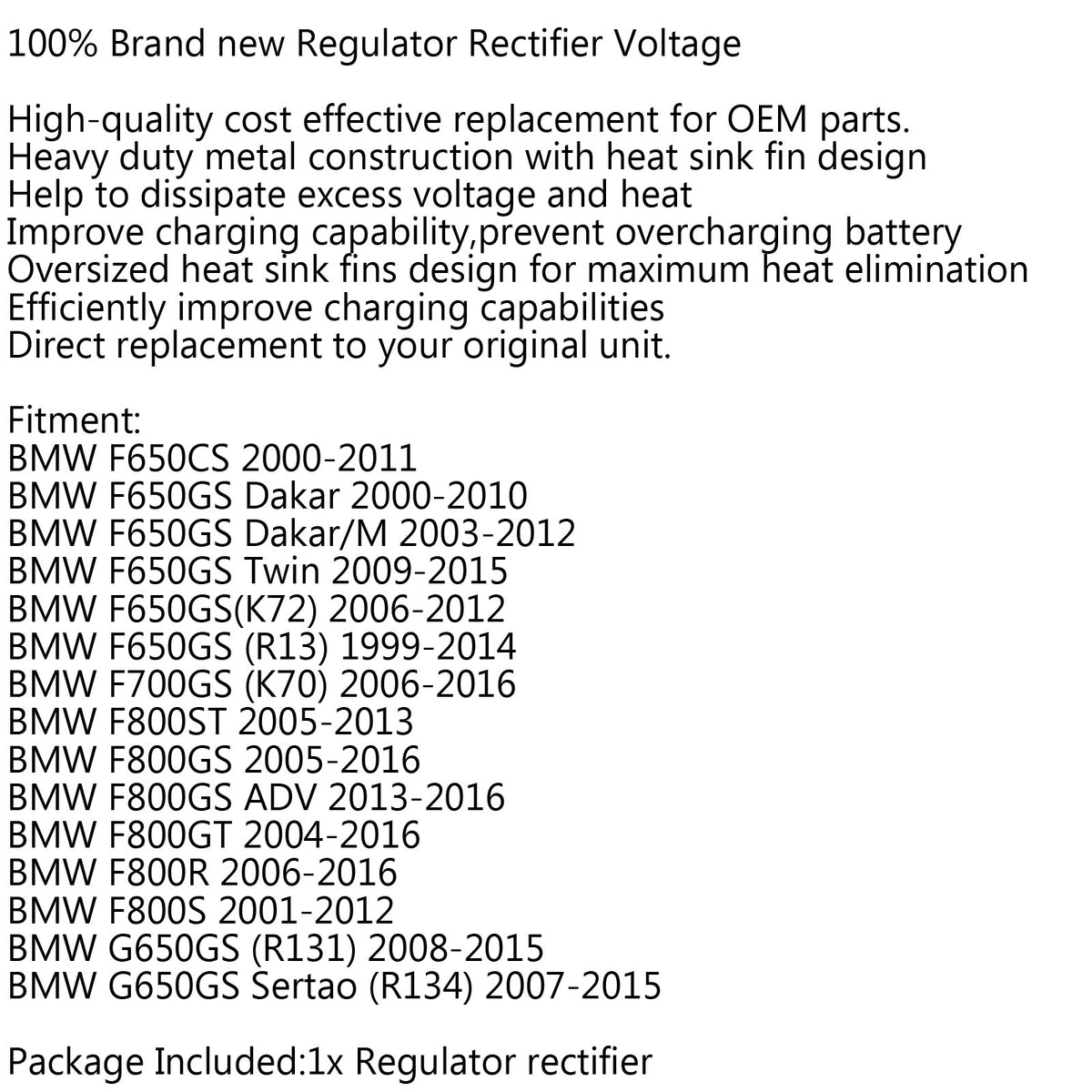 1999-2016 BMW F650GS F650CS F700GS G650GS F800 ST/GS/GT/R/S Regulator Rectifier