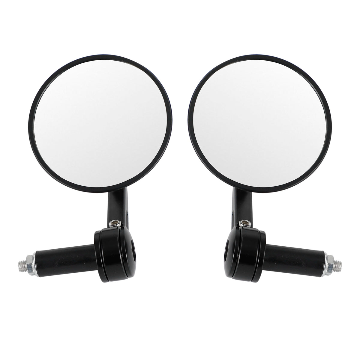 Pair 22mm Custom Handle Bar End Mirrors Anti Glare 4" Round Black Billet Quality