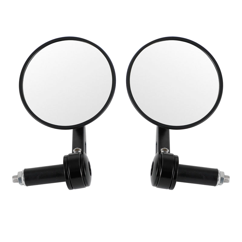 Pair 22mm Custom Handle Bar End Mirrors Anti Glare 4" Round Black Billet Quality