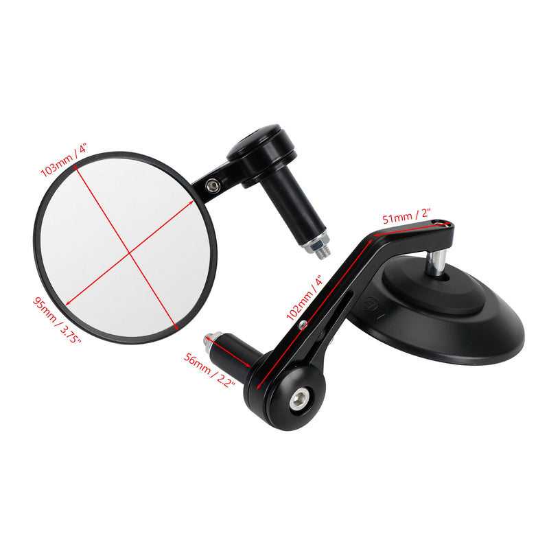 Custom HandleBar End Mirrors Anti Glare Round Black Billet Quality 22mm 7/8" X2