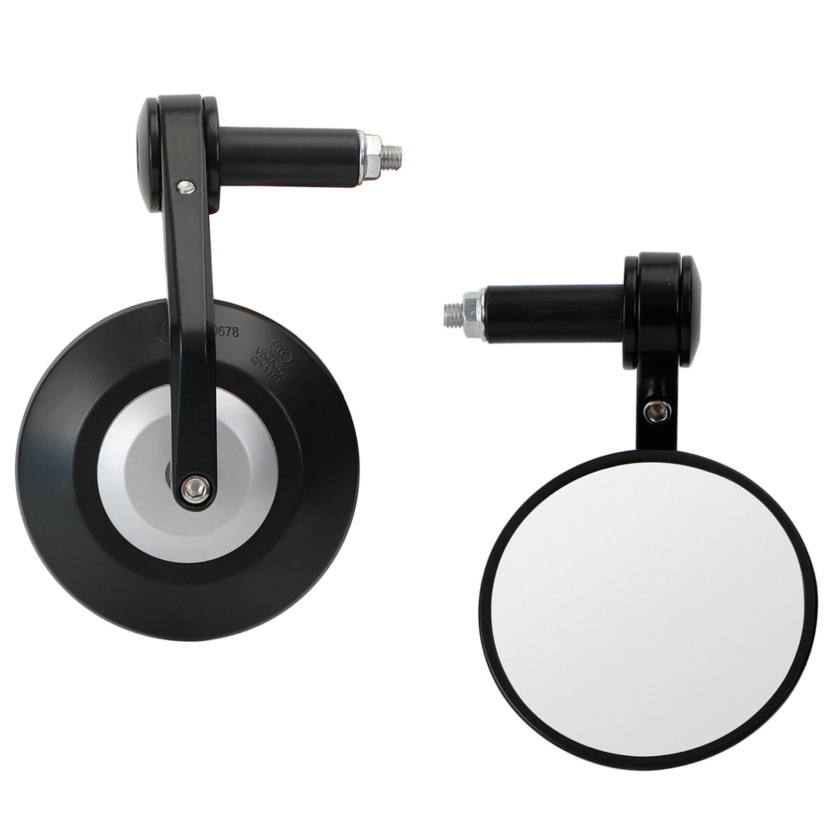 Pair 22mm Custom Handle Bar End Mirrors Anti Glare 4" Round Black Billet Quality