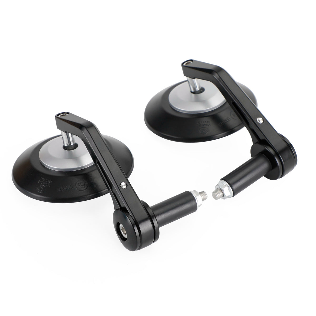 Pair 22mm Custom Handle Bar End Mirrors Anti Glare 4" Round Black Billet Quality