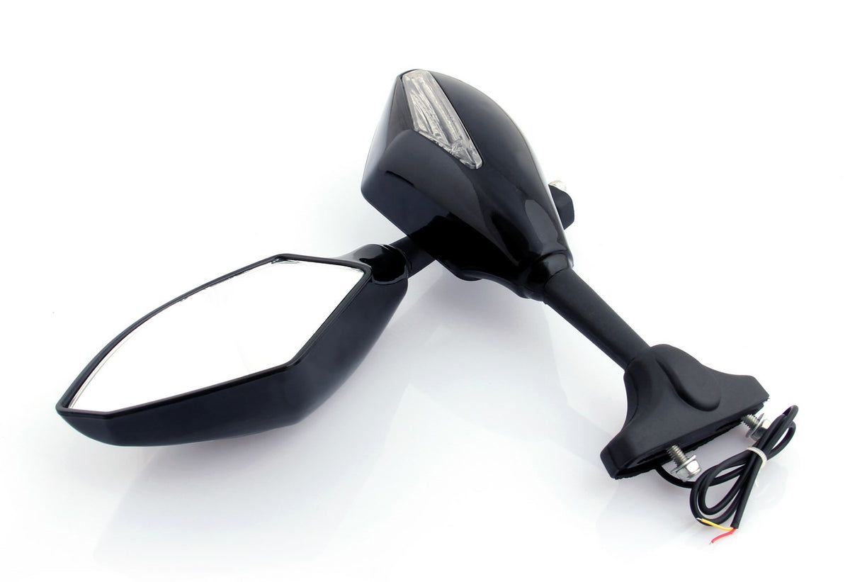 Honda Kawasaki Suzuki Yamaha Black Universal Moto LED Turn Signal Mirrors