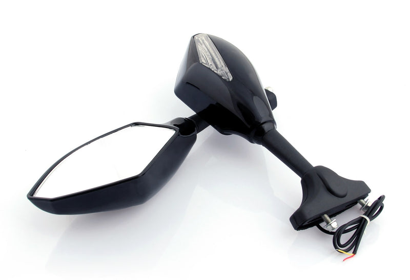 Honda Kawasaki Suzuki Yamaha Black Universal Moto LED Turn Signal Mirrors