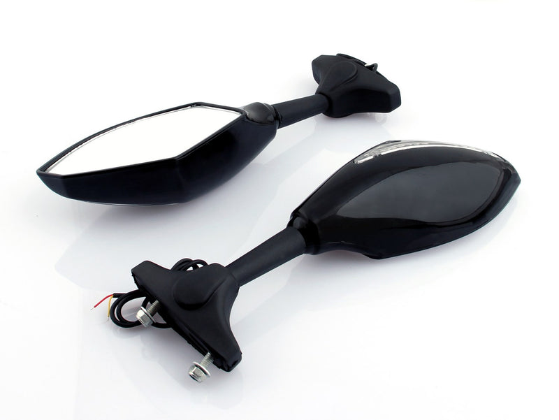 Honda Kawasaki Suzuki Yamaha Black Universal Moto LED Turn Signal Mirrors
