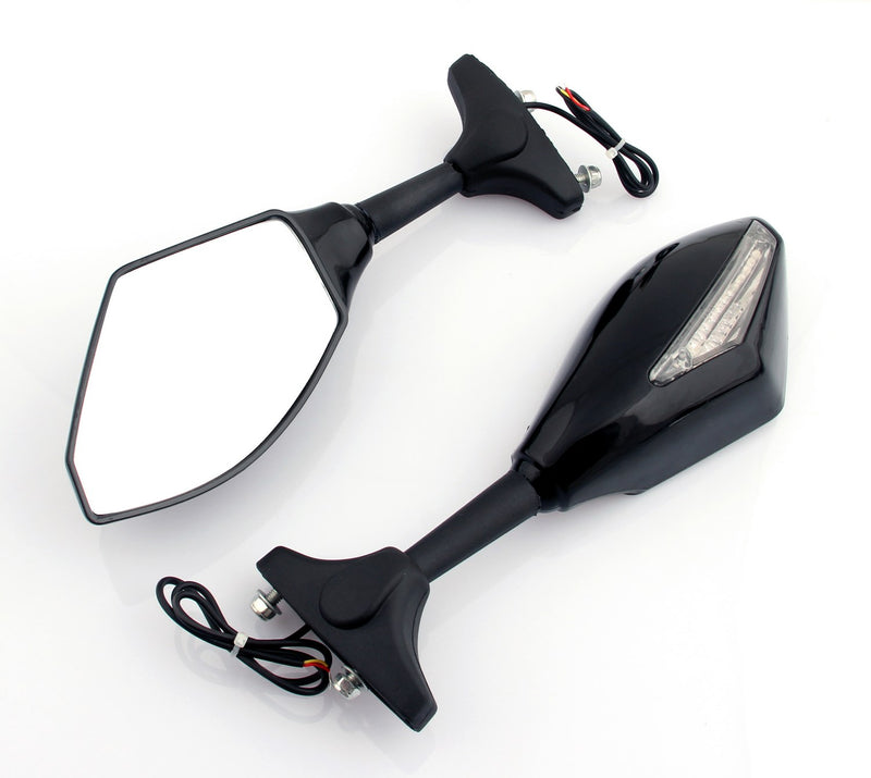 Honda Kawasaki Suzuki Yamaha Black Universal Moto LED Turn Signal Mirrors