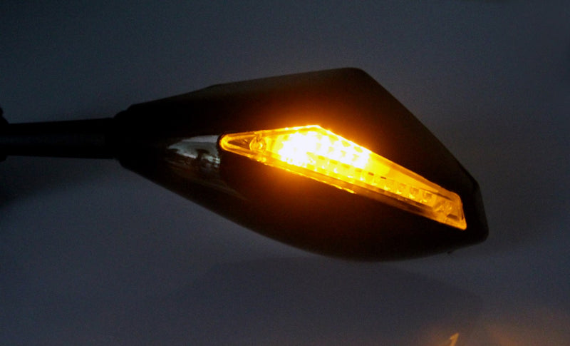Honda Kawasaki Suzuki Yamaha Black Universal Moto LED Turn Signal Mirrors