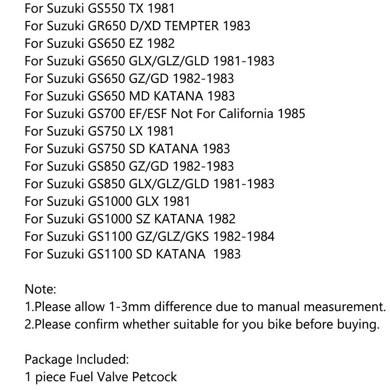 Suzuki GS300 GS450 GS550 GS650 Gas Fuel Petrol Valve Petcock 44300-45011