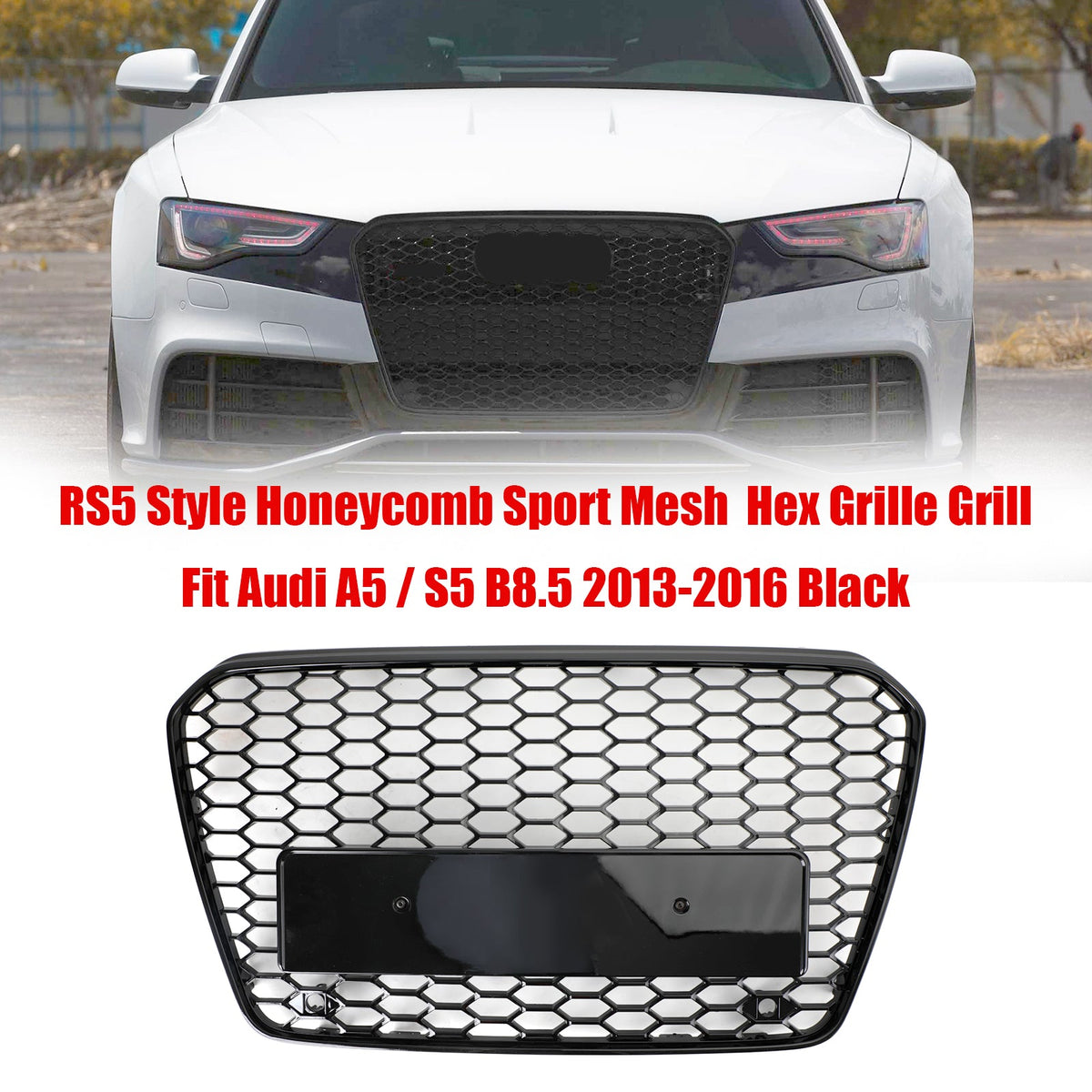 Audi A5 S5 B8.5 2013-2016 RS5 Style Honeycomb Mesh Front Bumper Grille Grill