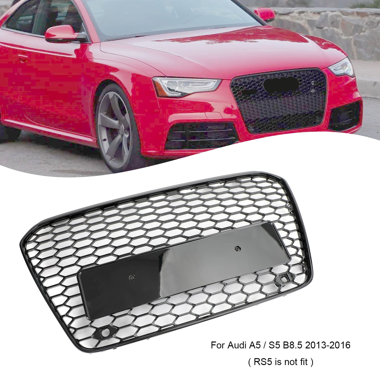Audi A5 S5 B8.5 2013-2016 RS5 Style Honeycomb Mesh Front Bumper Grille Grill