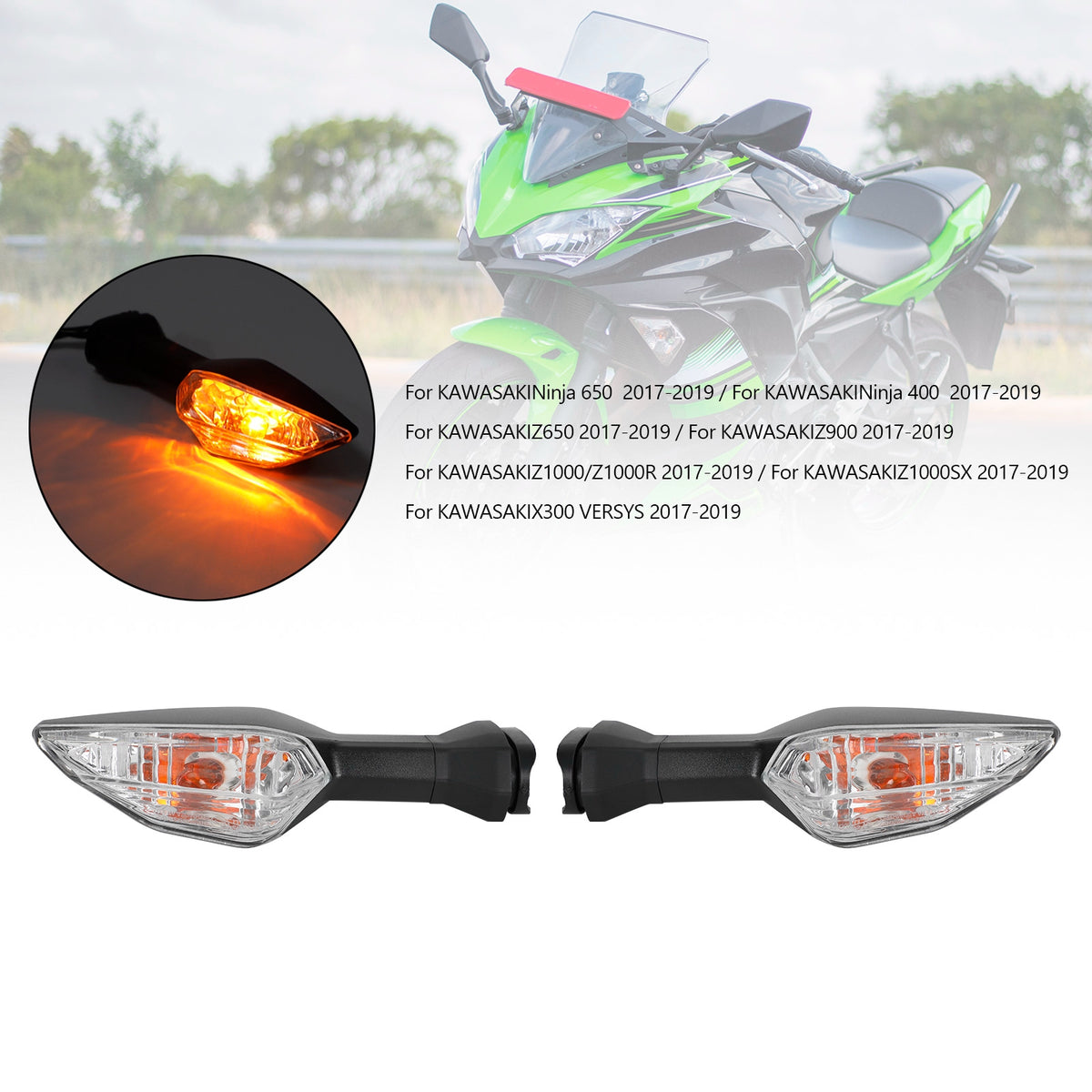 Kawasaki Ninja400 Z650 Z900 Z1000 Z1000SX Clear Turn Signal Light Indicator Lamp