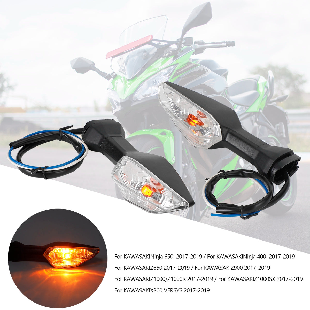Kawasaki Ninja400 Z650 Z900 Z1000 Z1000SX Clear Turn Signal Light Indicator Lamp