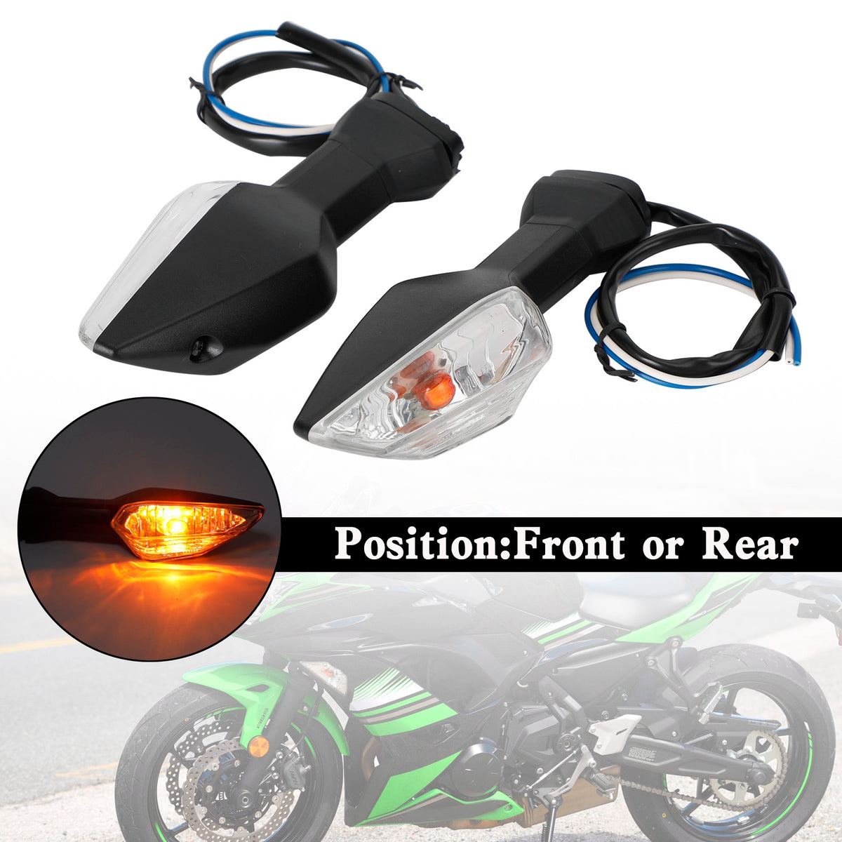 Kawasaki Ninja400 Z650 Z900 Z1000 Z1000SX Clear Turn Signal Light Indicator Lamp