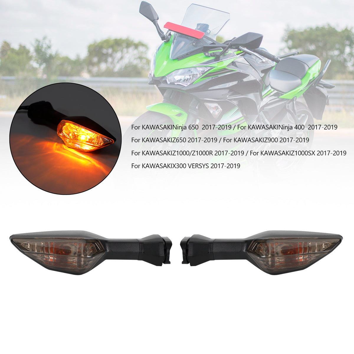 Kawasaki Ninja400 Z650 Z900 Z1000 Z1000SX Smoke Turn Signal Light Indicator Lamp