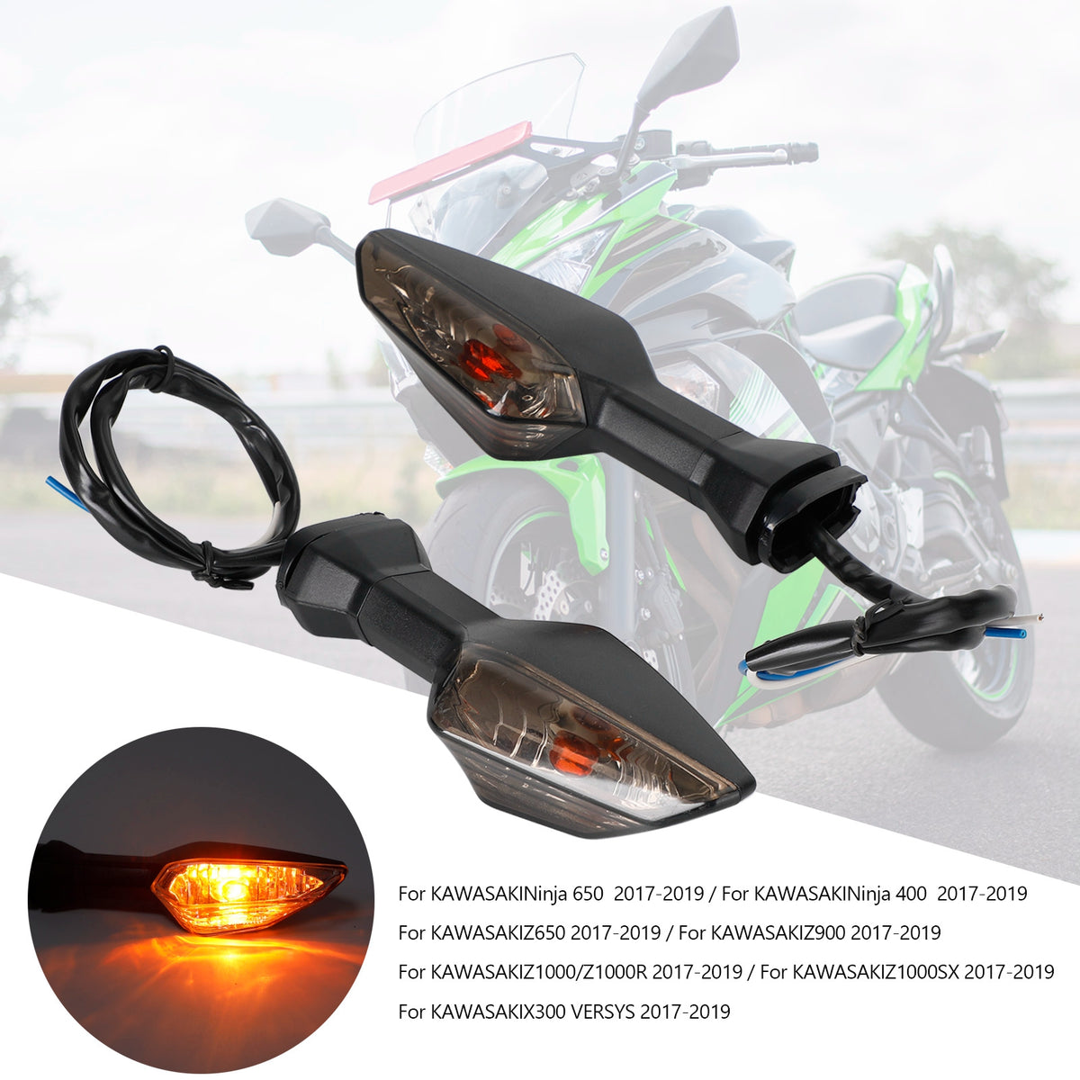 Kawasaki Ninja400 Z650 Z900 Z1000 Z1000SX Smoke Turn Signal Light Indicator Lamp