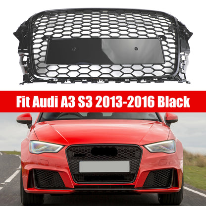 Audi A3 S3 2013-2016 Black RS3 Style Front Hood Henycomb Bumper Grille Grill