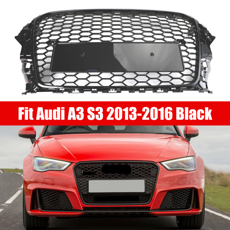 Audi A3 S3 2013-2016 Black RS3 Style Front Hood Henycomb Bumper Grille Grill