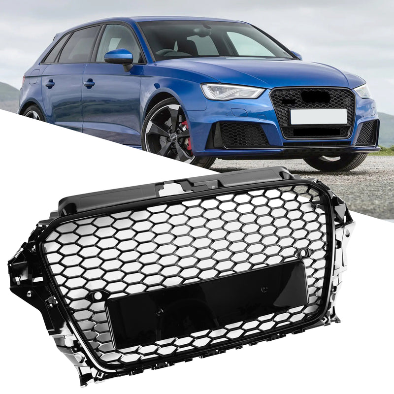 Audi A3 S3 2013-2016 Black RS3 Style Front Hood Henycomb Bumper Grille Grill