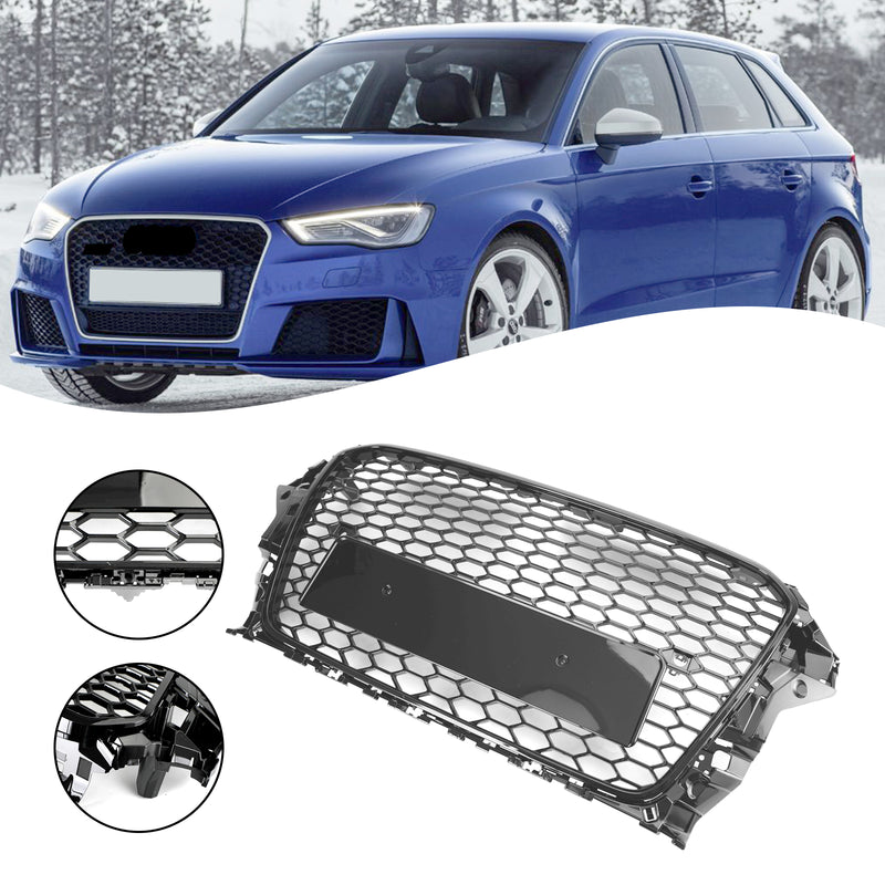 Audi A3 S3 2013-2016 Black RS3 Style Front Hood Henycomb Bumper Grille Grill