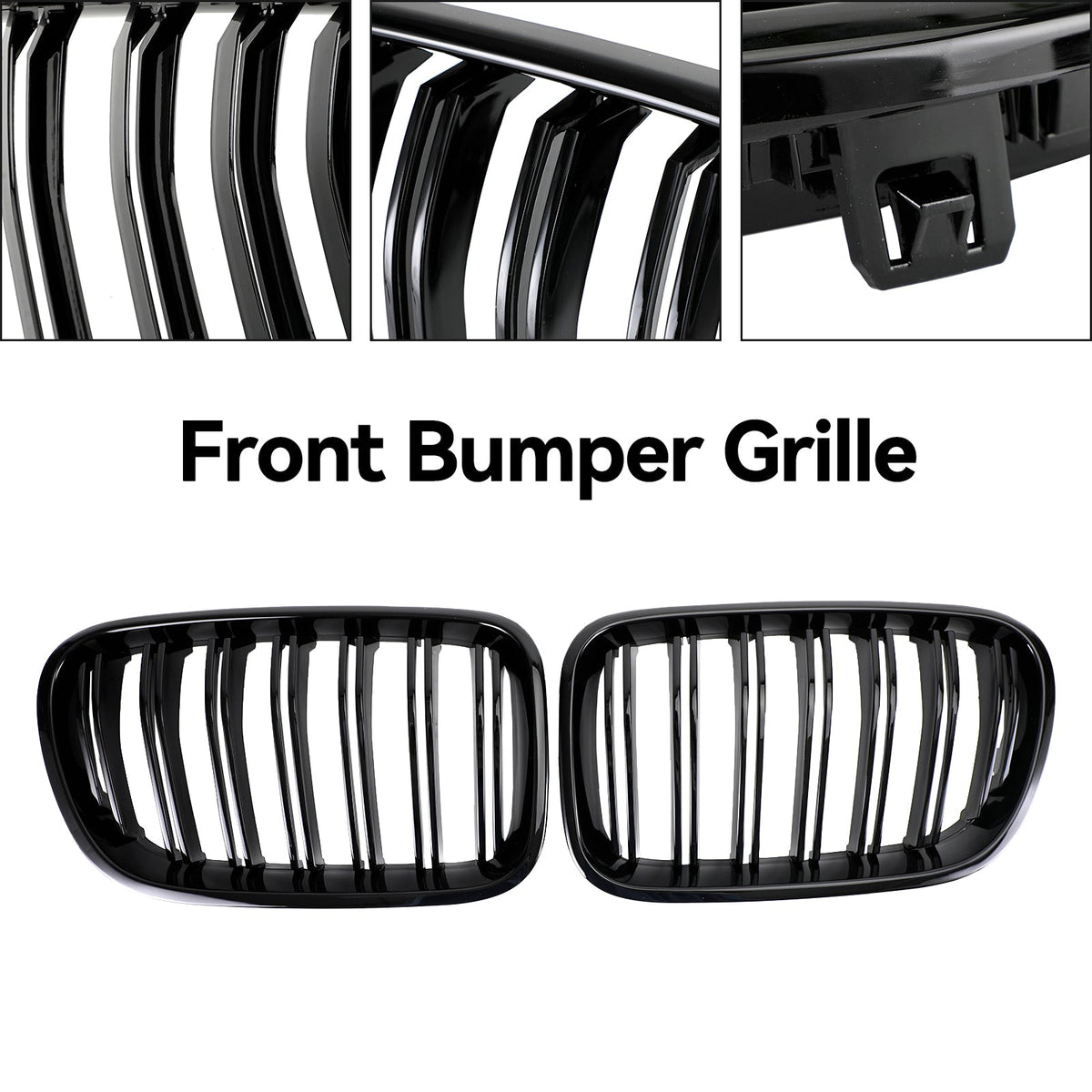 2011-2014 BMW X3 F25 Dual Line Gloss Black Front Bumper Kidney Grill 51712297589 51117210725