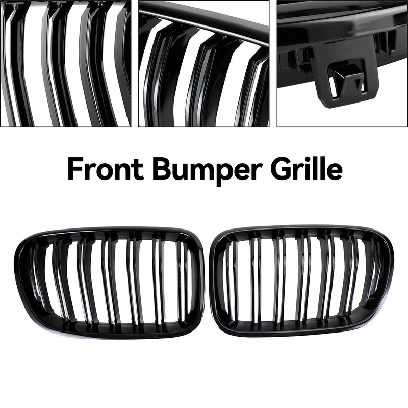2011-2014 BMW X3 F25 Dual Line Gloss Black Front Bumper Kidney Grill 51712297589 51117210725